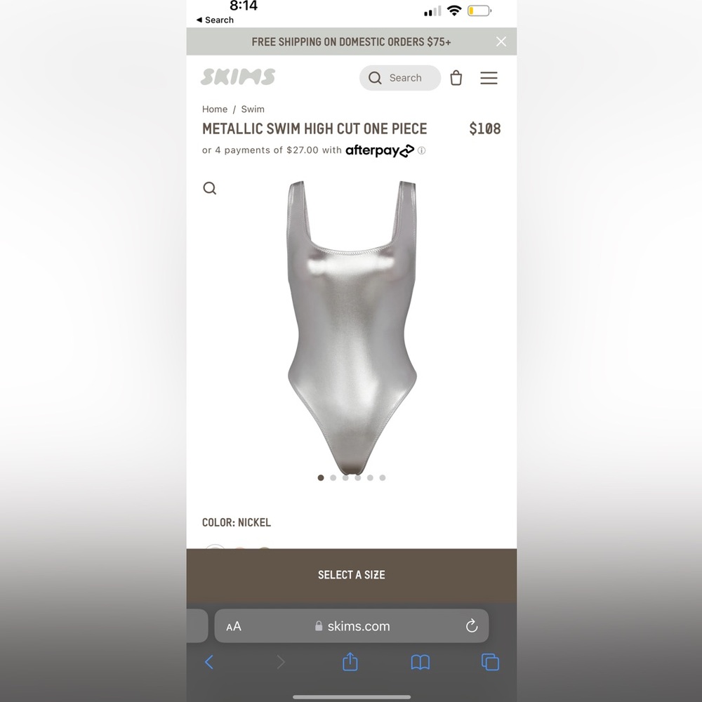 SKIMS-METALLIC SWIM HIGH CUT ONE PIECE